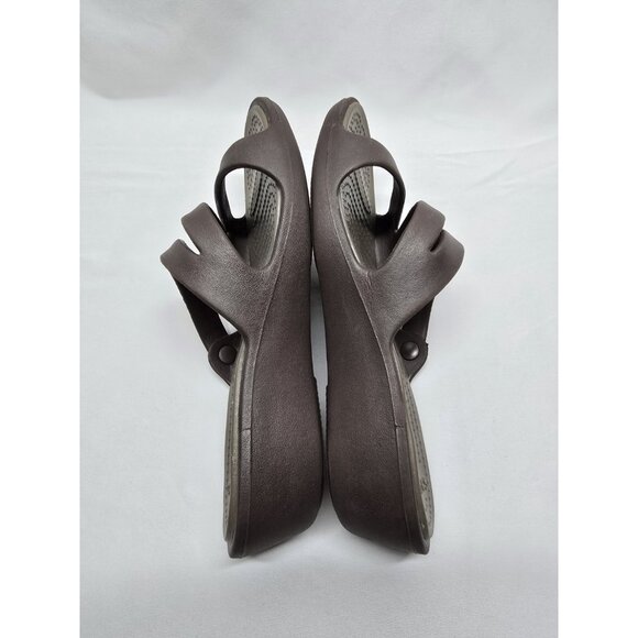 Crocs Patricia Wedge Strappy Slide Slip On Sandals Womens Size 7 Brown - Picture 5 of 8